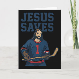 Jesus Sparar Hockey Målvakt Humor Kristna Hockey R Kort