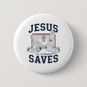 Jesus Sparar Hockeyspelare Team Gud Hockey Älskare Knapp
