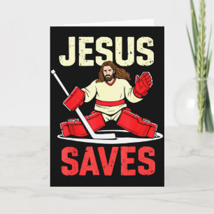 Jesus Sparar Ishockey Målvakt Spelare Kristet Roli Kort