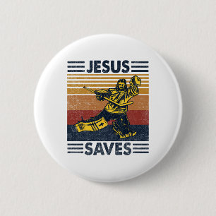 Jesus Sparar Ishockeymålvakt Sport Religiös Chri Knapp
