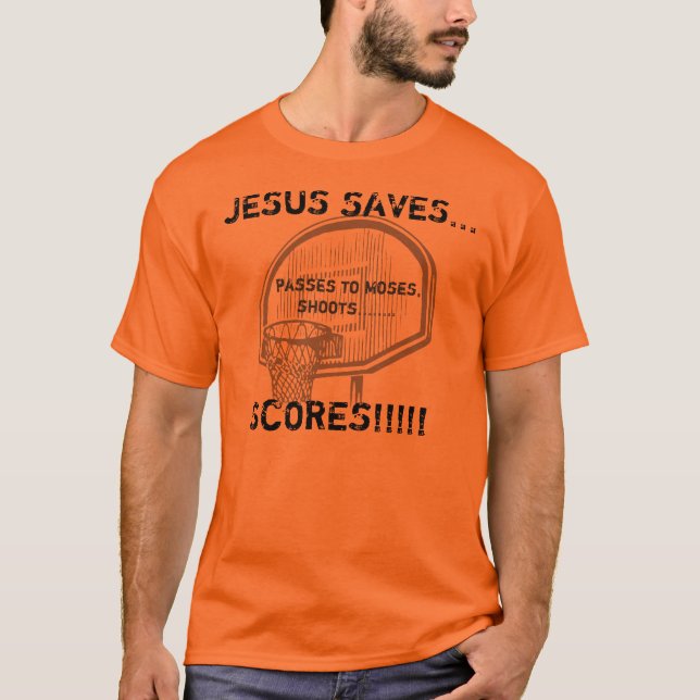 Jesus sparar - manar basket T T-shirt (Framsida)