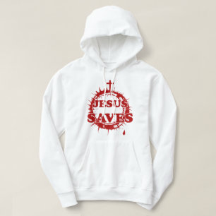 Jesus Sparar med Kor och Krona i Thorns Hoodie