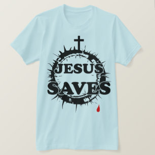 Jesus Sparar med Kor och Krona i Thorns T Shirt