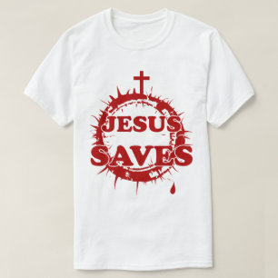 Jesus Sparar med Kor och Krona i Thorns T Shirt