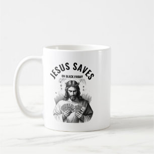 Jesus Sparar på Black Friday - Rolig Jesus Meme Kaffemugg