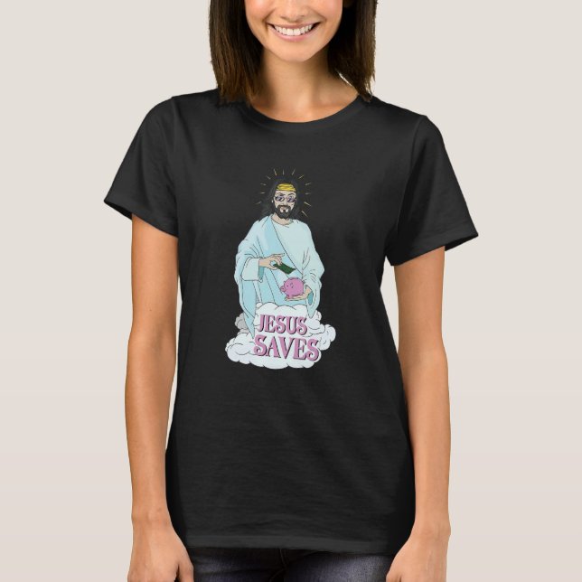 Jesus sparar pengar i Gris Bank T Shirt (Framsida)