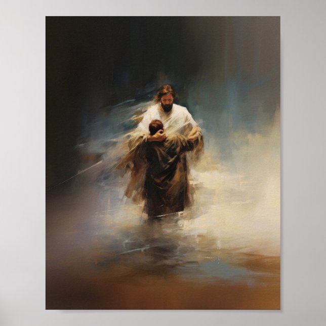 Jesus sparar Peter - Bible Verse Digital Print Poster (Framsidan)