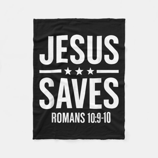 Jesus Sparar Romans Bible Verse Faith Believer Man Fleecefilt (Framsidan)