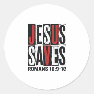 Jesus Sparar Romarna 10_9 Kristet Vintage Shirt De Runt Klistermärke