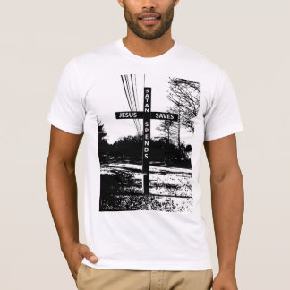 Jesus sparar Satan spenderar T-tröja av Matt Tee