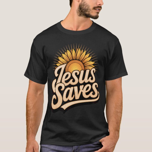 Jesus Sparar Solros Subtil Kristet Religiöst F T Shirt (Framsida)