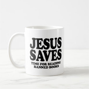 Jesus sparar tid för att läsa förbjuden bokar kaffemugg