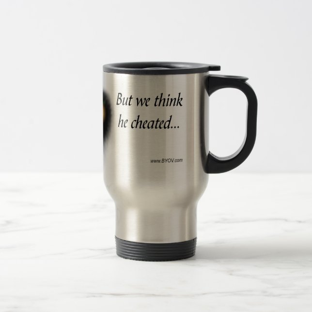 Jesus sparar travel mug resemugg (Höger)