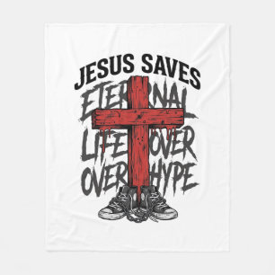 Jesus Sparar Vintage Kors Kristet Streetwear Shi Fleecefilt