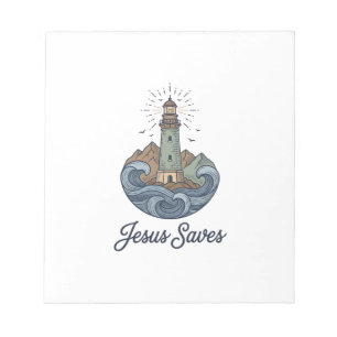 Jesus Sparar Vintage Lighthouse Kristet T-Shirt_1 Anteckningsblock