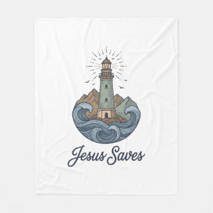 Jesus Sparar Vintage Lighthouse Kristet T-Shirt_1 Fleecefilt