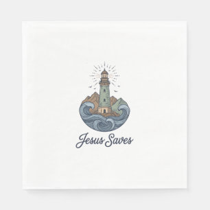 Jesus Sparar Vintage Lighthouse Kristet T-Shirt_1 Pappersservett