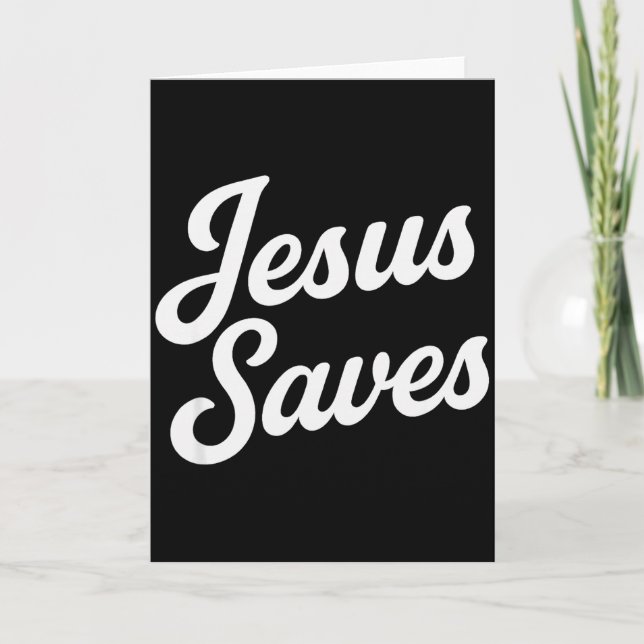 Jesus Sparar Vintage Script Kort (Framsida)