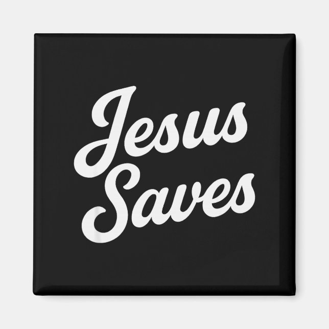 Jesus Sparar Vintage Script Magnet (Framsidan)