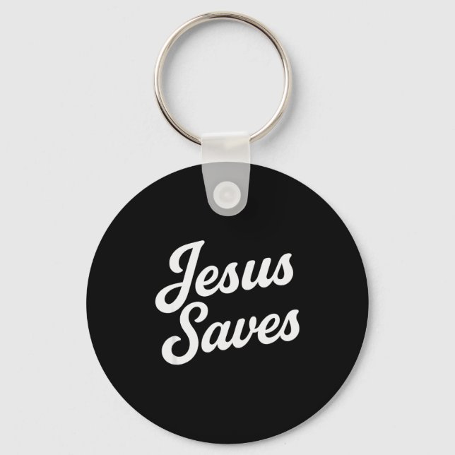 Jesus Sparar Vintage Script  Nyckelring (Framsida)