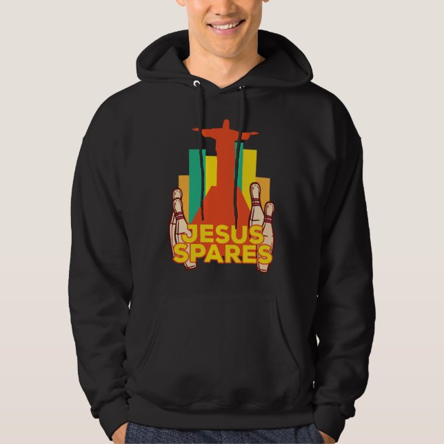 Jesus Spares Bowling Team Christian Hoodie (Framsida)
