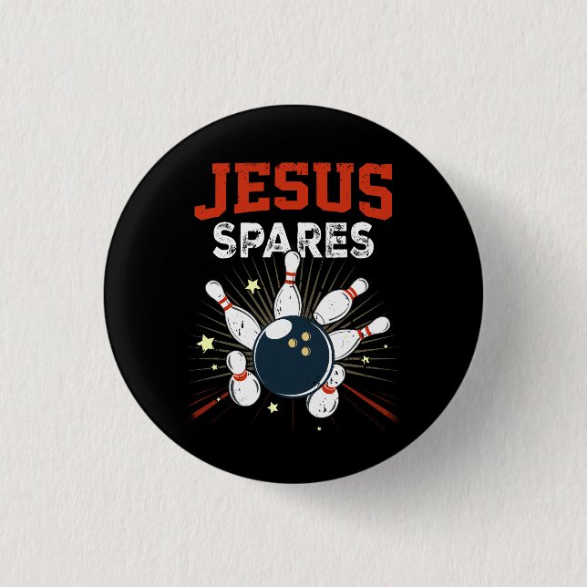 Jesus Spares Funny Christian Bowling Bowlareare Sp Knapp (Framsida)
