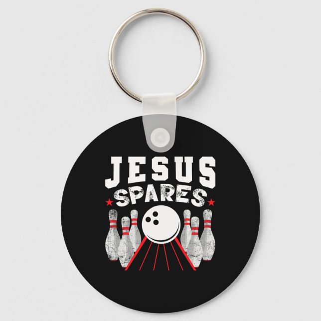 Jesus Spares Funny Christian Bowling Nyckelring (Framsida)