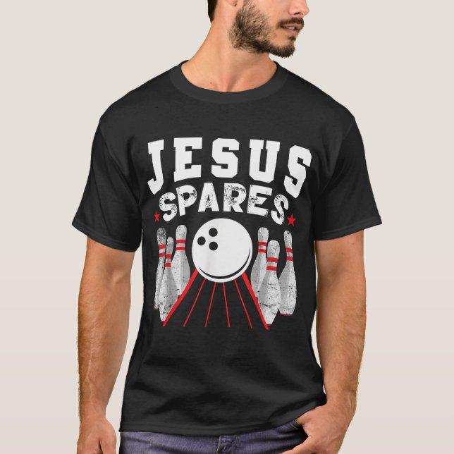 Jesus Spares Funny Christian Bowling T Shirt (Framsida)