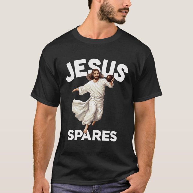Jesus Spares Funny Christian Kristus Gutter Bowlin T Shirt (Framsida)