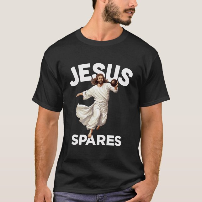 Jesus Spares Funny Christian Kristus Gutter Bowlin T Shirt (Framsida)