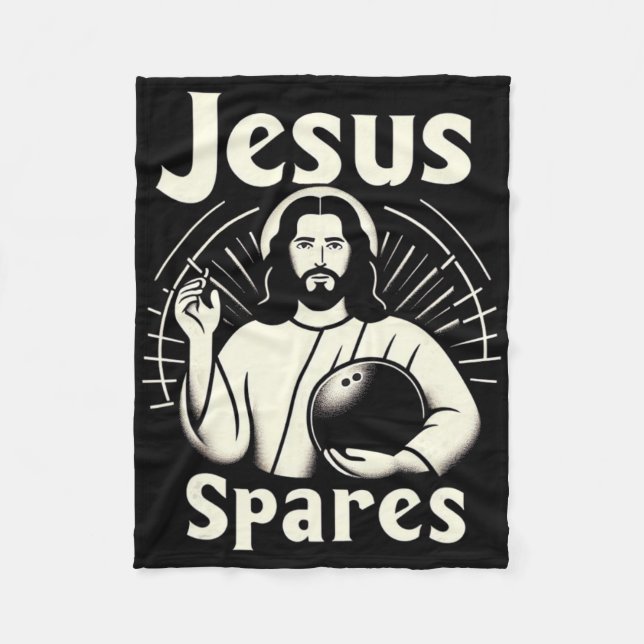Jesus Spares Manar Womens Kids Ten Pin Bowling Fleecefilt (Framsidan)