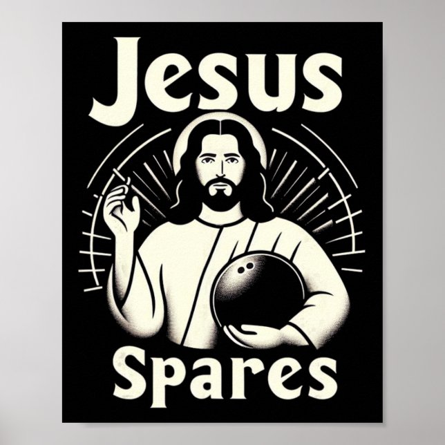 Jesus Spares Manar Womens Kids Ten Pin Bowling Poster (Framsidan)