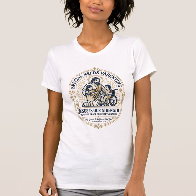 Jesus Specialbehovsförälders T-shirt Trobaserad De (Framsida)