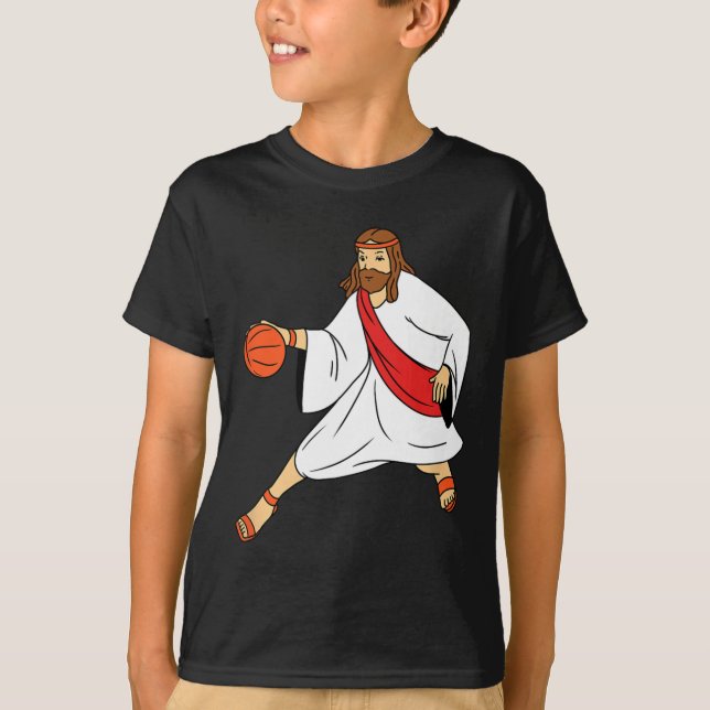 Jesus spelar basket 1 t shirt (Framsida)