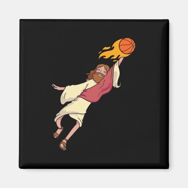 Jesus spelar basketboll magnet (Framsidan)
