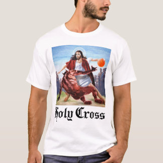 Jesus spelar basketboll mot Djävulen Crossing Sata T Shirt