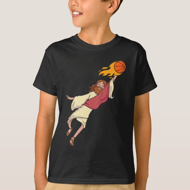Jesus spelar basketboll t shirt (Framsida)