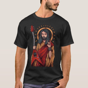 Jesus spelar heavy metal-gitarr t shirt