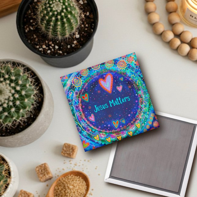 Jesus spelar roll i den blå, vismisk inspirationsh magnet (Skapare uppladdad)