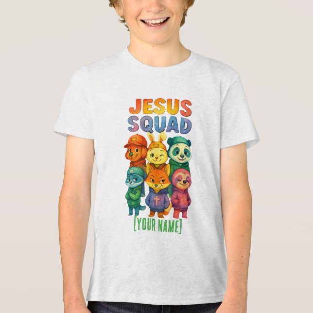 Jesus Squad – Custom Cute Christian Animal Crew T Shirt (Framsida)