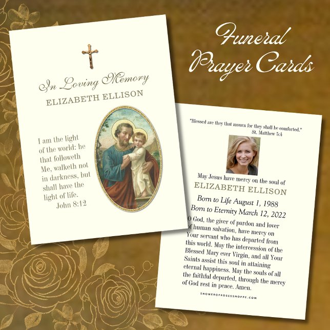 Jesus St. Joseph Scripture Funeral Prayer Card Visitkort (Skapare uppladdad)