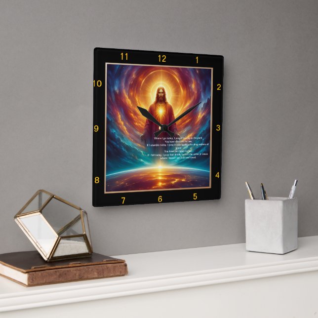Jesus Stal Celestial Light Fyrkantig Klocka (Kontor)