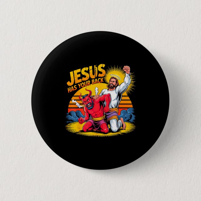 Jesus Står Bakom Dig Kristet Förtroende  Knapp (Framsida)