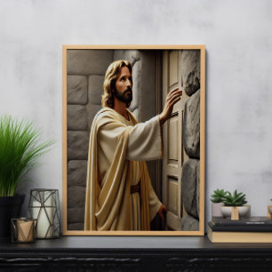 Jesus står vid Weasted Door Poster