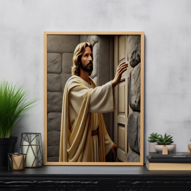 Jesus står vid Weasted Door Poster (Skapare uppladdad)