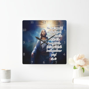 Jesus: Stark, modig, Guds närvaro Fyrkantig Klocka