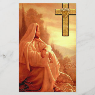 Jesus Stationära Religiösa katolska Flyers Brevpapper