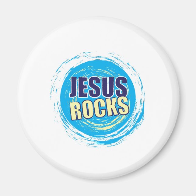 Jesus Sten 7 Blue & Gult Magnet (Framsidan)