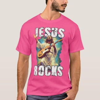 Jesus Sten med Guitar - Lustigt Christian Sten Ch T Shirt