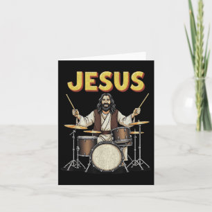 Jesus Sten Music Funny Christian Drummer Design Kort